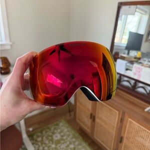 Oakley Mirrored Red-Orange Ski Goggles